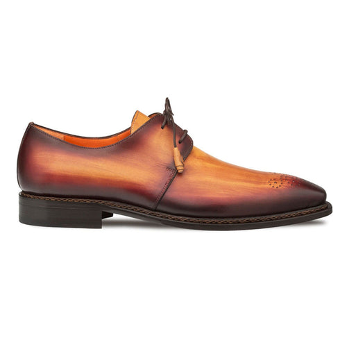 Principe Tan/Rust Patina Calfskin Derby Shoes by Mezlan – Handcrafted in Spain