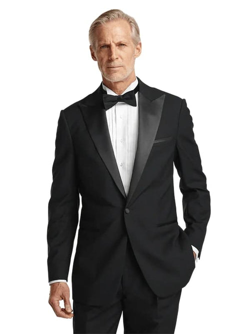Mens Single Breasted Peak Lapel Tuxedo Jacket Black
