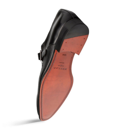 Pego Monk Strap Black Deerskin Shoes By Mezlan Made In Spain Brand