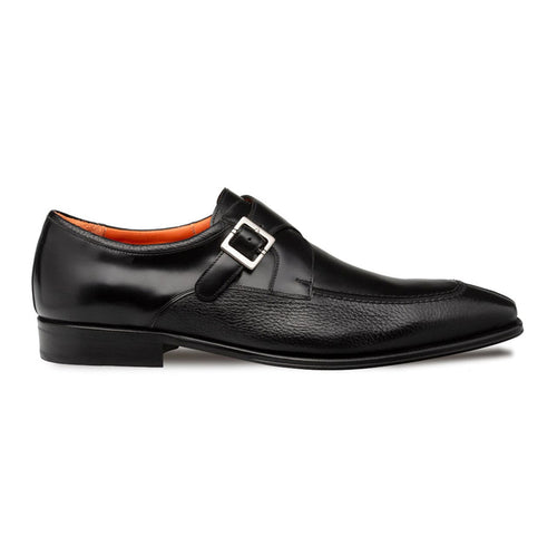 Pego Monk Strap Black Deerskin Shoes By Mezlan Made In Spain Brand