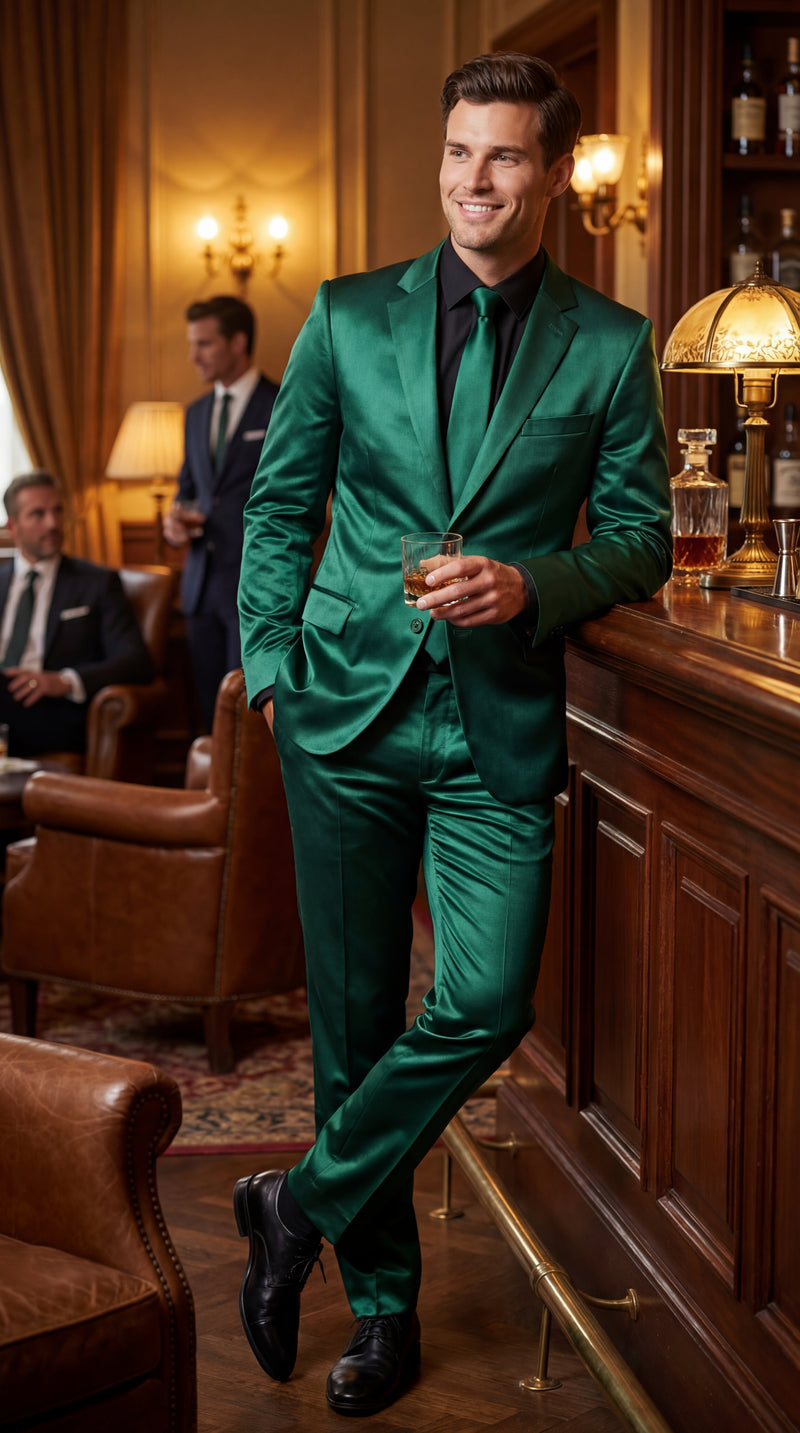 Shiny Metallic Party Emerald Suit