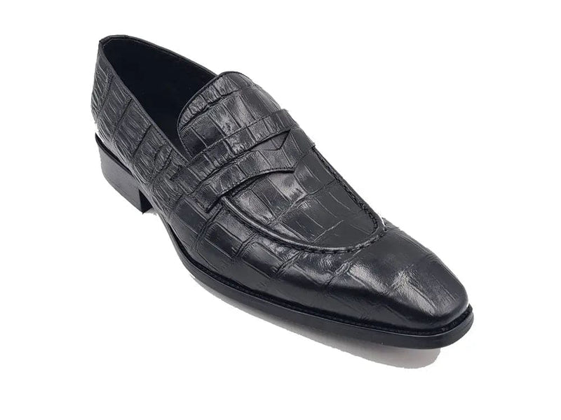 Carrucci Penny Loafer Features Alligator Embossed Calfskin