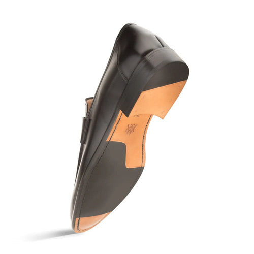 Men's Black Calfskin Penny Loafers by Mezlan – Hand-Burnished Leather, Made in Spain