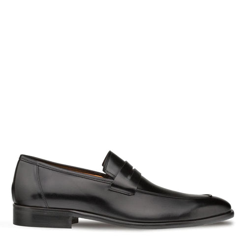 Men's Black Calfskin Penny Loafers by Mezlan – Hand-Burnished Leather, Made in Spain