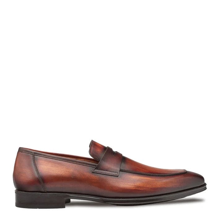 Men's Avenue Cognac/Rust Penny Loafers by Mezlan – Rubber Sole Comfort, Made in Spain