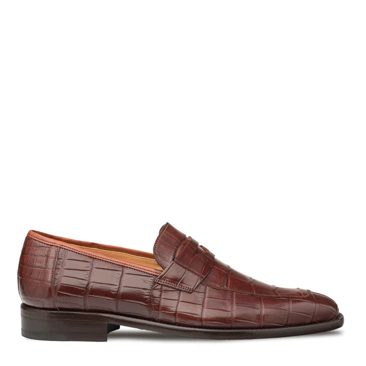 Piccolo Sport Tan Genuine Alligator Penny Loafer by Mezlan – Handmade Exotic Shoe from Spain