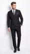 Men’s Black Wool Double Breasted Suit – Modern Fit 6 Button Formal Wedding & Business Suit with Black or Gold Buttons