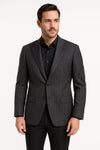 Pinstripe Blazer in Black Pinstripe Almost Dark Charcoal Grey Pinstripe Sport Coat - 1920s Pattern Sport Coat