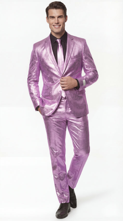 Shiny Metallic Party Lavender Suit