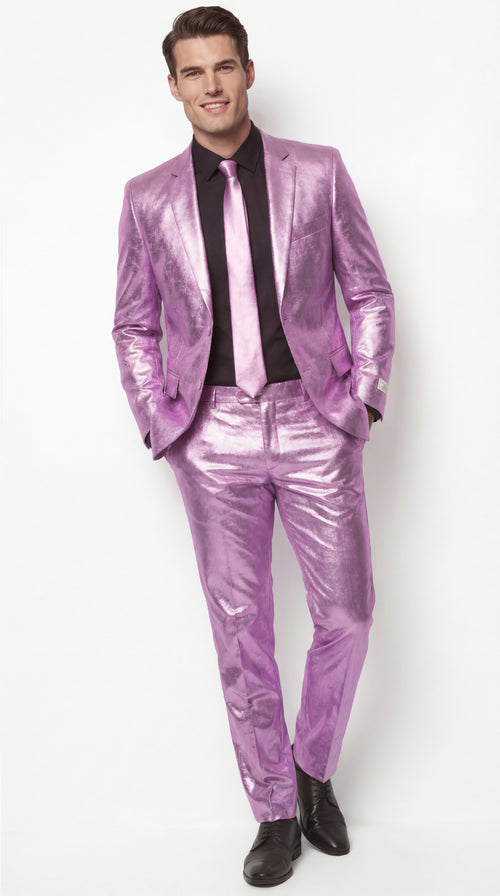Shiny Metallic Party Lavender Suit