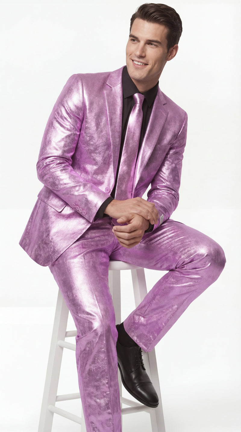 Shiny Metallic Party Lavender Suit