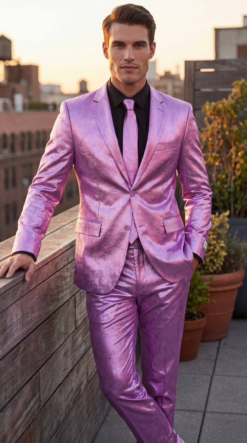 Shiny Metallic Party Lavender Suit