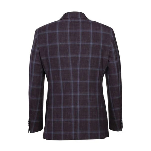 Designer Brand - Wool Stretch with Linen Double Breasted Plum Slim Fit Suit