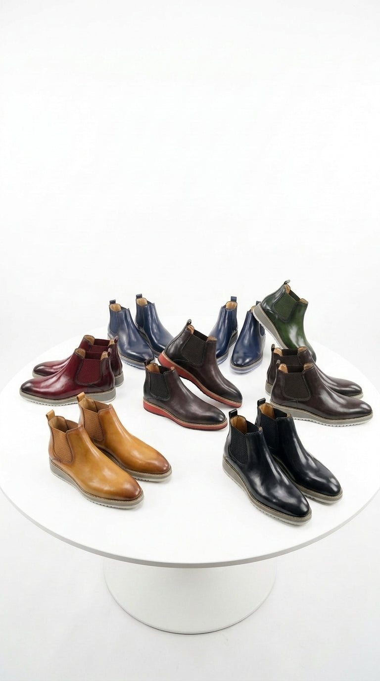 Carrucci Men’s Patina Chelsea Boots, Luxury Dress Casual Ankle Boots in Multi-Color Styles