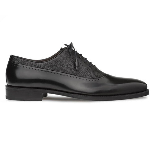 Mezlan Men’s Black Cordovan Calfskin & Deerskin Oxford – Premium Spanish Dress Shoes