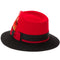 Men's Two Tone Trilby Fedora Dress Hat with Contrast Band in Red & Black