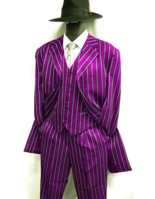 Pinstripe Zoot Suit - 1920s Fashion Suit - Gangster Suit - Long Style Fashion Church Suits