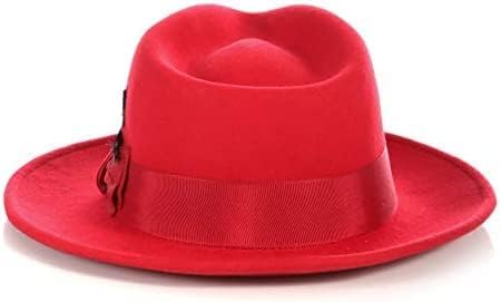 Gangster 100% Australian Wool Crushable Mens Fedora Hat - Removable Feather Gangster Red Mens Fedora Hat