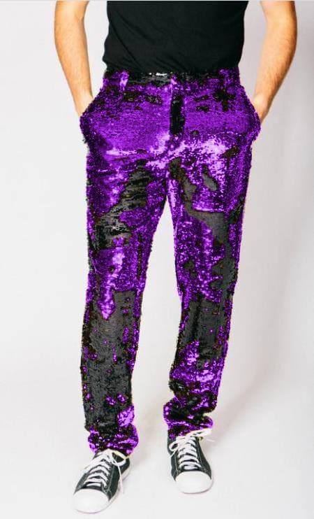 purple dress pants for men Mens Sequin Pants - Purple Dress Party Pants