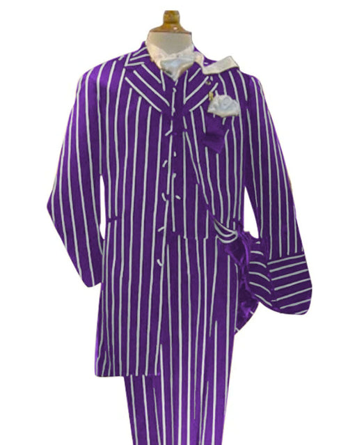 Purple and White Pinstripe Zoot Suit - Gangster 1920s Pinstripe Suit - Mens Fashion Suit