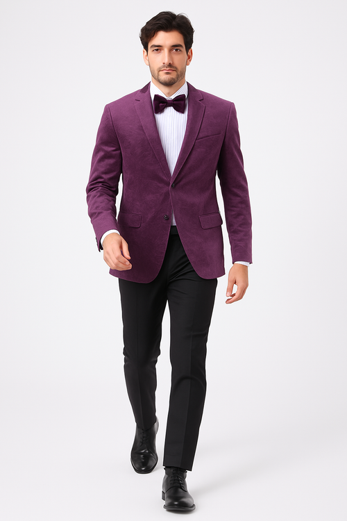 Paisley Blazer - Prom Tuxedo Dinner Jacket - Velvet Sport Jacket in Color Purple