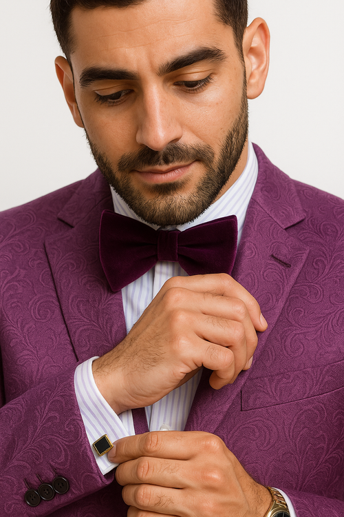 Paisley Blazer - Prom Tuxedo Dinner Jacket - Velvet Sport Jacket in Color Purple