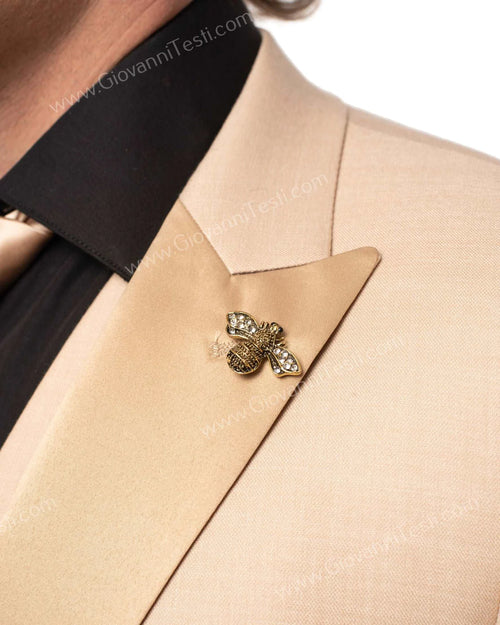 Giovanni Testi 1 Button Peak lapel 3 piece Tuxedo GT1PA+V-1501 Sand / Tan