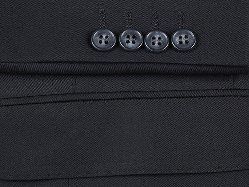 Half Canvas Wool Dress Suit Regular Fit 2 Piece in Black