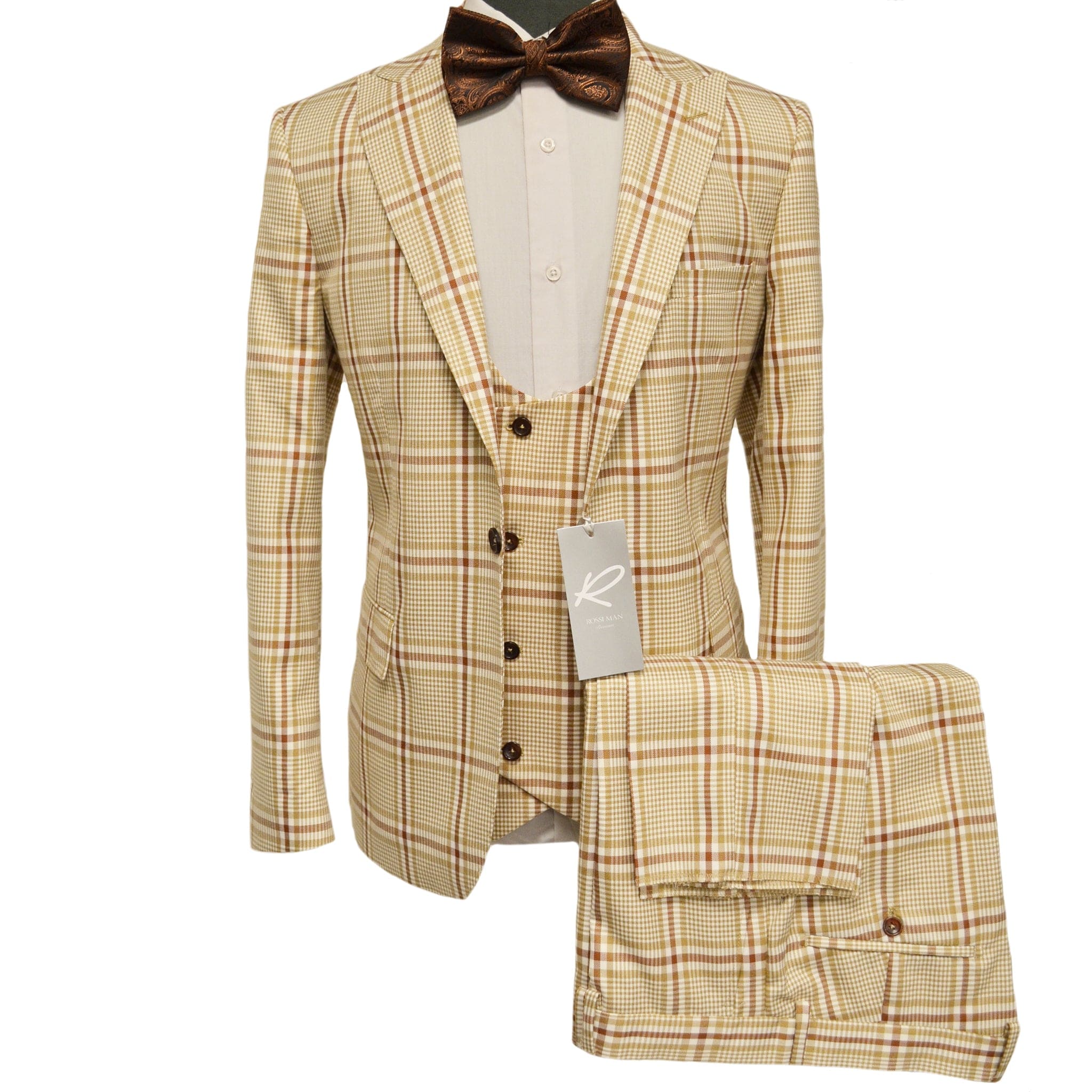 Rossiman Suits For Sale - Mens Designer Suit - Fashion Suits - Fancy Beige Suits Cream and Beige Prom 2025 Suits