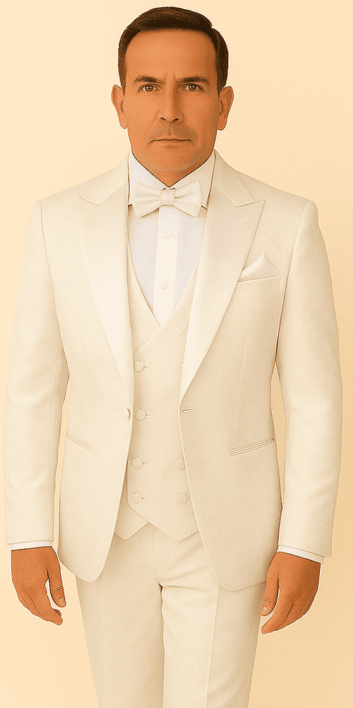 Rossi Man FORD RM1911 – Slim Fit White 3-Piece Suit for Men | Elegant Modern Formalwear