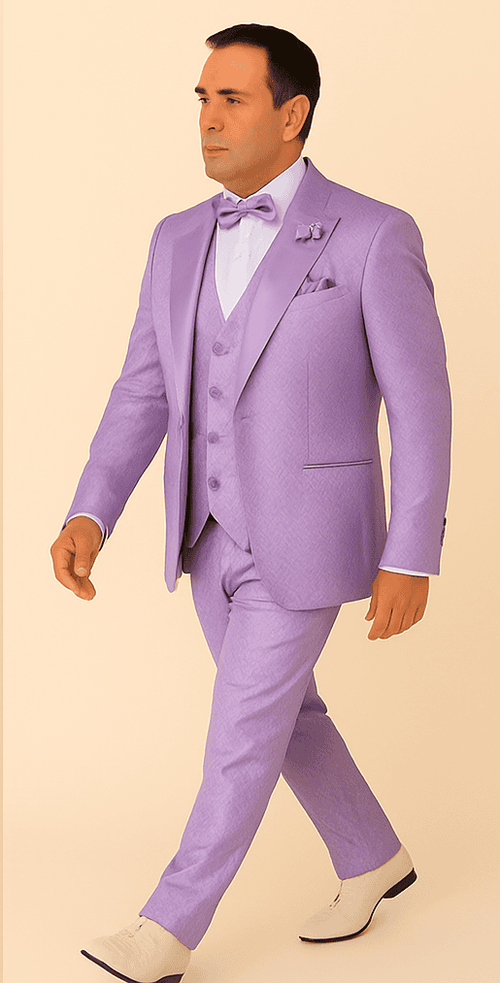 Rossi Man FORD RM1914 – Men's 3-Piece Slim Fit Suit in Purple | Timeless Modern Formalwear