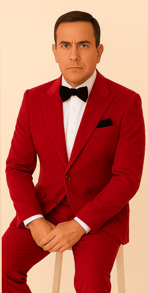 Rossi Man LEO RM1577 – Red Slim Fit 3-Piece Suit for Men | Contemporary Elegance for Formal Occasions