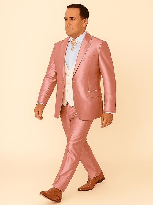 Rossi Man LEO RM1602 – Men's 3-Piece Slim Fit Suit in Pink | Modern Classic Formalwear