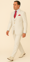 Rossi Man Slim Fit 3-Piece White Suit – Peak Lapel, Double-Breasted Vest & Flat Front Pants