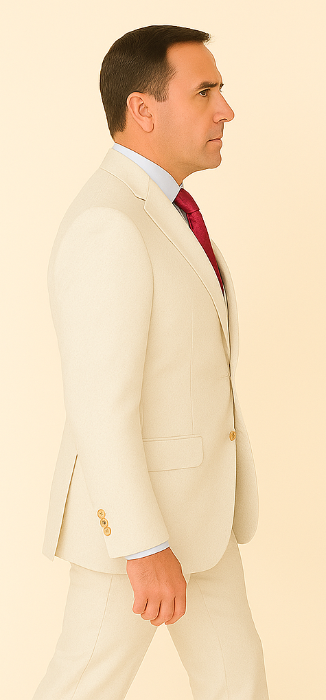 Rossi Man Slim Fit 3-Piece White Suit – Peak Lapel, Double-Breasted Vest & Flat Front Pants