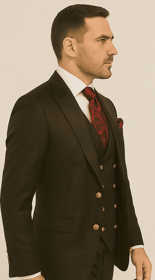 Mens Formal 3-Piece Suit - Rossi Man Bond Slim Fit in Black | RM1751