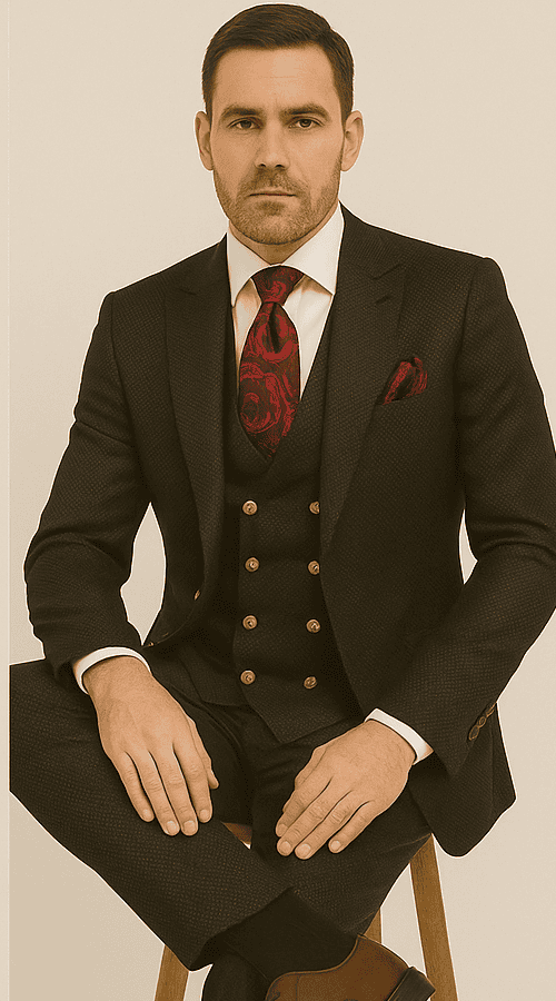 Men’s Formal 3-Piece Suit – Rossi Man Bond Slim Fit in Black | RM1751