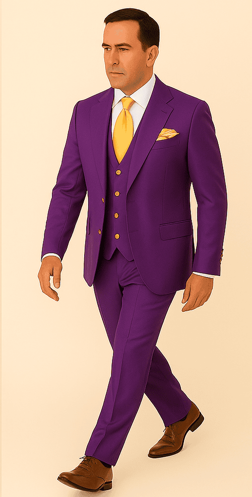 Rossi Man BOND RM1778 Slim Fit 3-Piece Purple Suit – Elegant Tailored Suit for Men