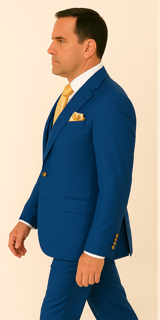 Rossi Man BOND RM1780 Slim Fit 3-Piece Suit – Modern Royal Blue Suit for Men