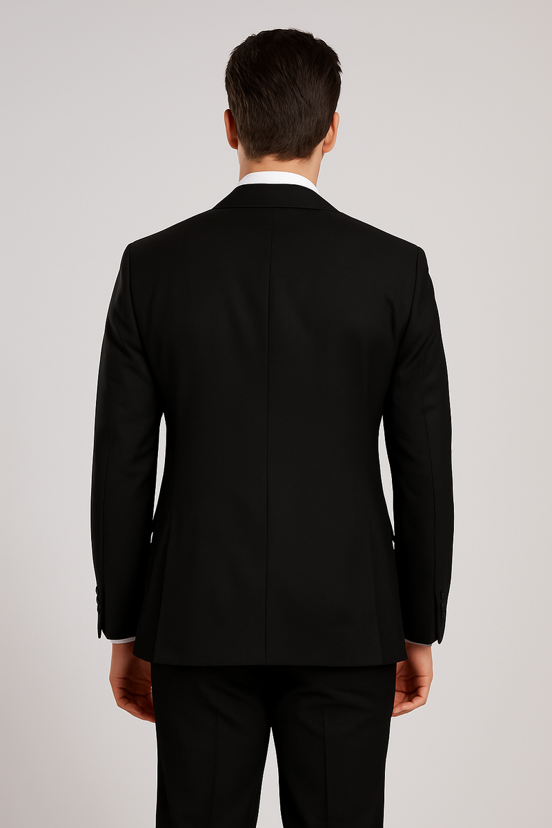 Mens Modern Formal Suit - Rossi Man Max 3-Piece Slim Fit in Solid Black | RM1101