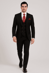 Men’s Modern Formal Suit – Rossi Man Max 3-Piece Slim Fit in Solid Black | RM1101