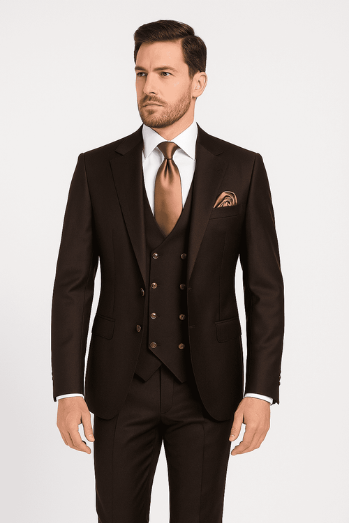 Chocolate Brown Slim Fit Suit – Rossi Man Max 3-Piece Formal Set