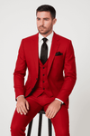 Rossi Man Max Slim Fit Formal Suit – 3-Piece Set in Bold Solid Red | RM1191
