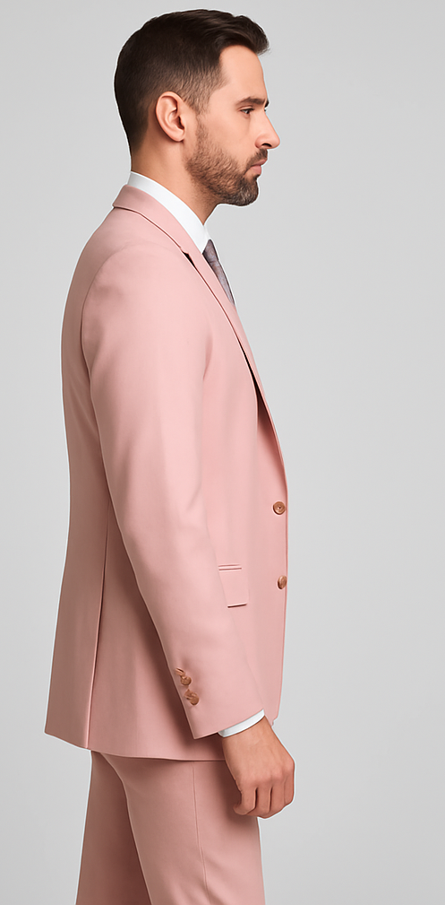 Rossi Man MAX RM1203 Slim Fit 3-Piece Suit – Stylish Solid Pink Formalwear for Men