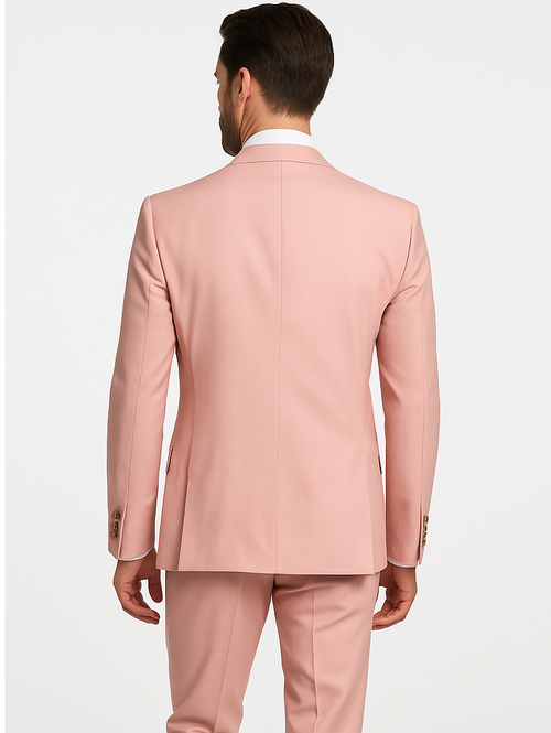 Rossi Man MAX RM1203 Slim Fit 3-Piece Suit – Stylish Solid Pink Formalwear for Men