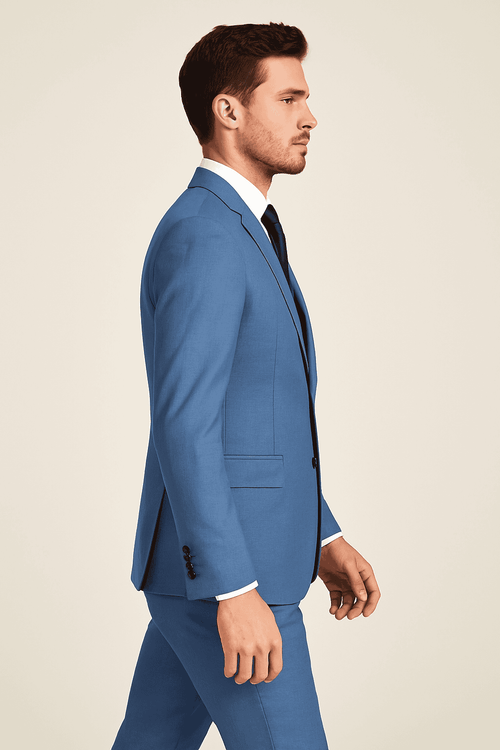 Rossi Man MAX RM1387 Slim Fit 3-Piece Suit – Stylish Solid Blue Formalwear for Men