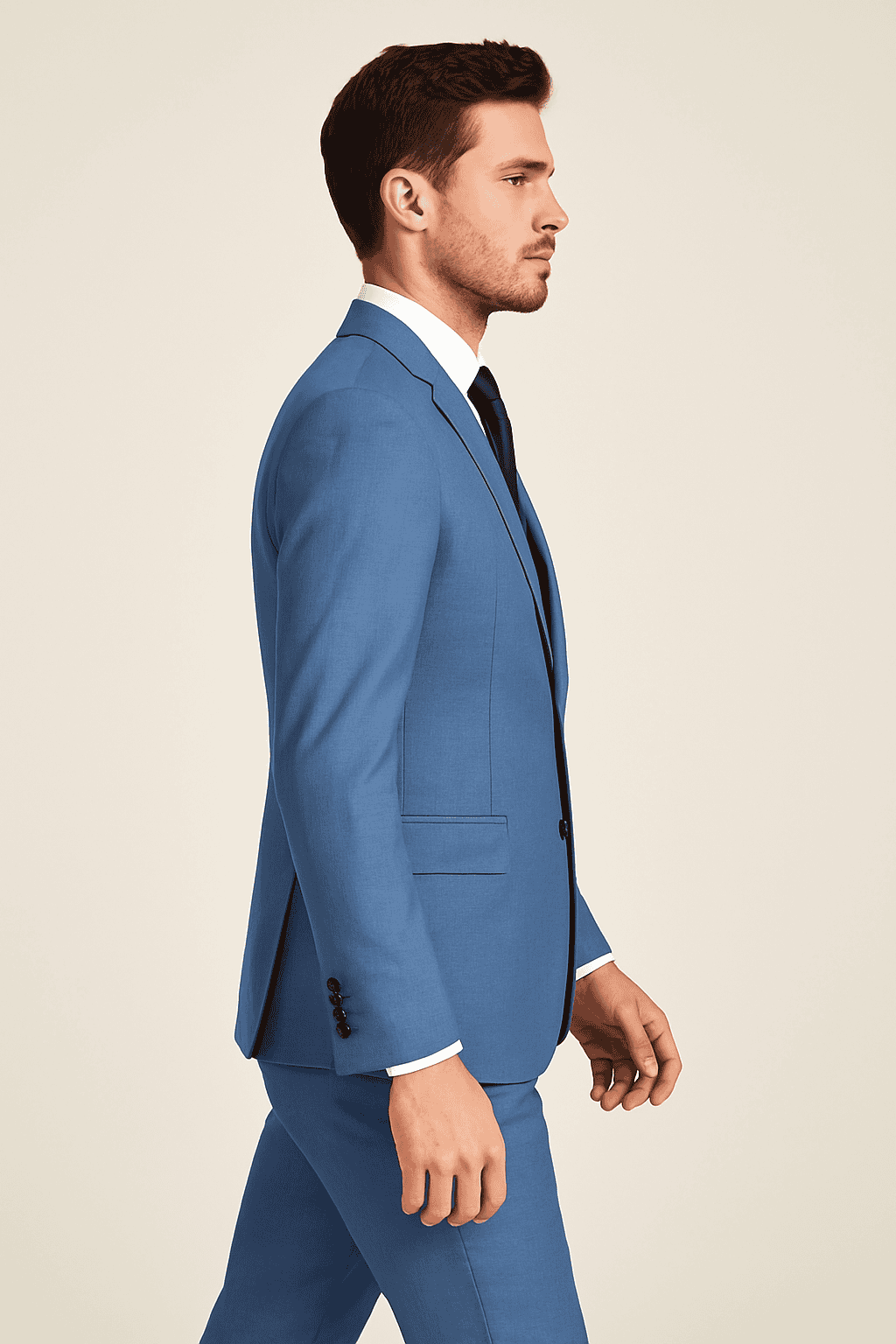 Rossi Man MAX RM1387 Slim Fit 3-Piece Suit – Stylish Solid Blue Formalwear for Men