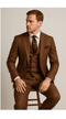 Rossi Man Max RM1392 – Slim Fit 3-Piece Men’s Suit in Solid Brown