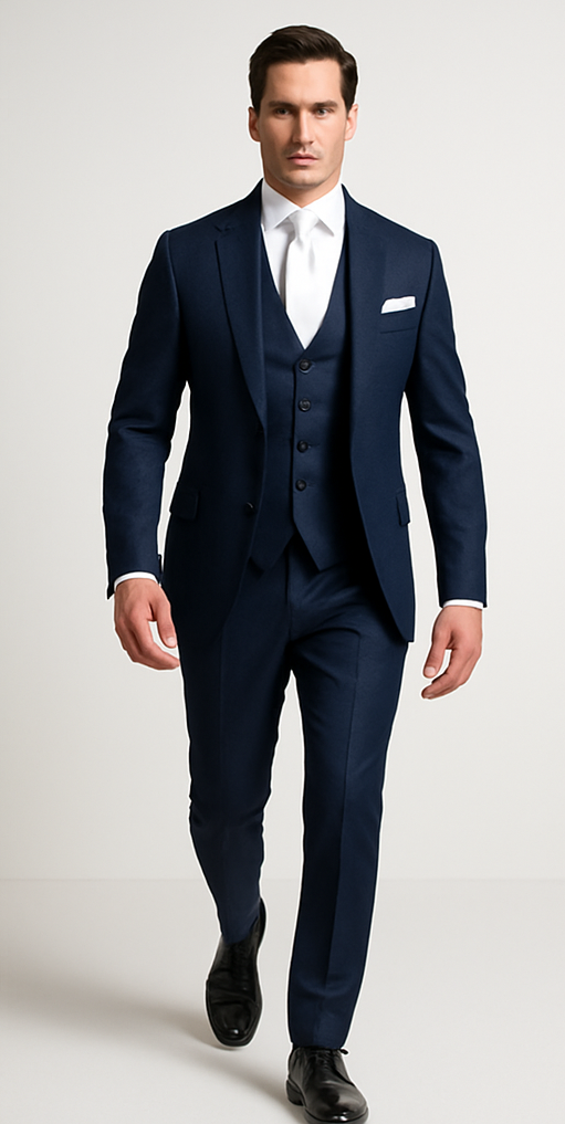 Rossi Man MAX RM1711 Slim Fit 3-Piece Suit – Stylish Navy Formalwear for Men