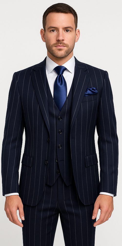 Rossi Man MAX RM1725 Slim Fit 3-Piece Suit – Modern & Stylish Navy Suit for Men
